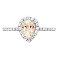 0.8ct Pear Cut Brown Morganite 18k White Gold Halo Ring Size 3.5 F281