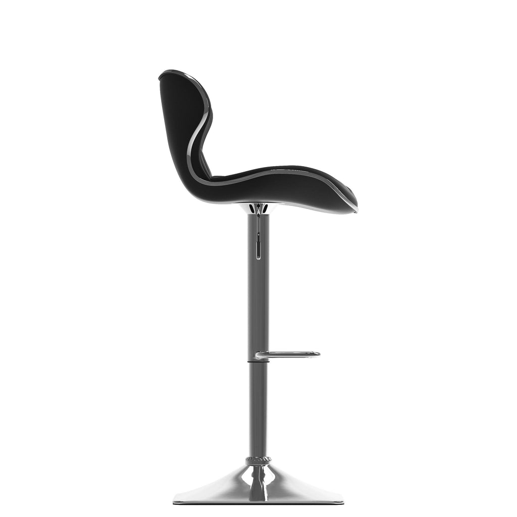 Adjustable Barstool in Black Bonded Leather, Set of 2 H406713