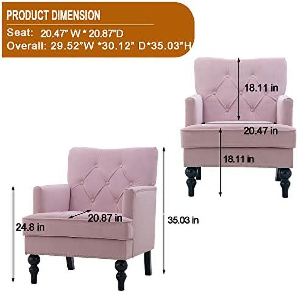 Pink Tufted Velvet Club Chair with Wooden Legs D823590