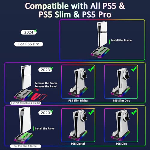 PS5 Stand and Cooling Station with LED Controller Charging Station, Cooling Fan, Headset Holder, 3 USB Hubs I37861