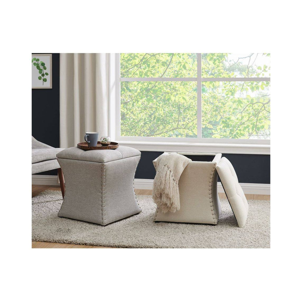 Gray Tufted Storage Ottoman V414