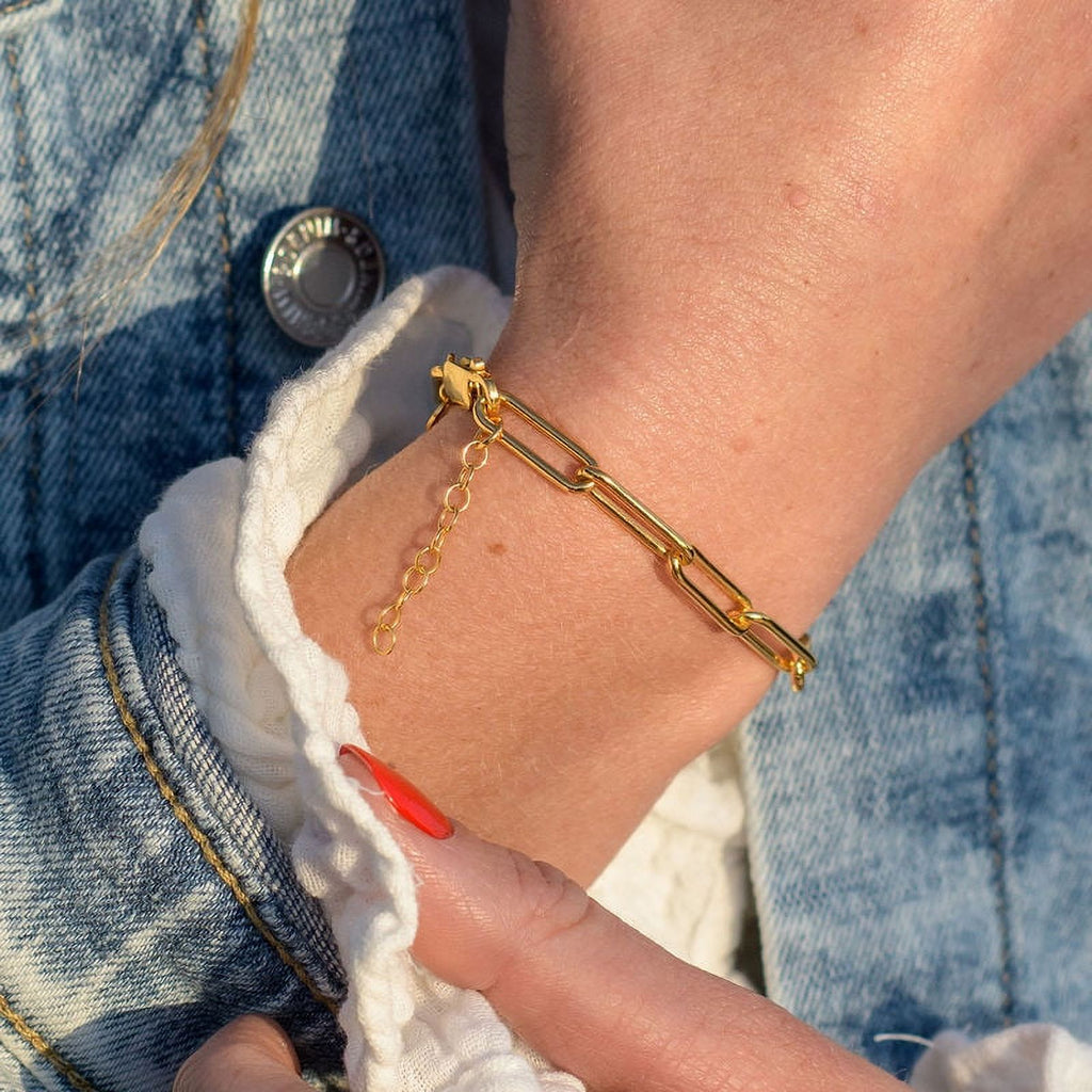Vermeil Gold Plated Silver Chain Link Bracelet B887838