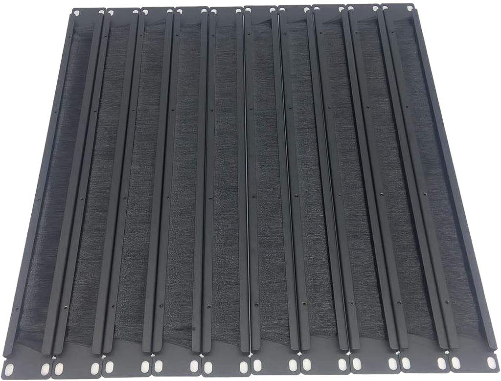 10 Pack 1U Horizontal Rack Mount Cable Management Panel with Cable Entry Brush for 19-Inch Rack Black F47453