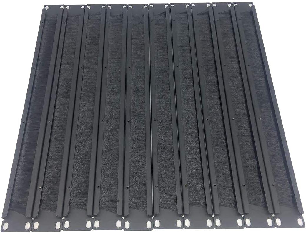 10 Pack 1U Horizontal Rack Mount Cable Management Panel with Cable Entry Brush for 19-Inch Rack Black F47453