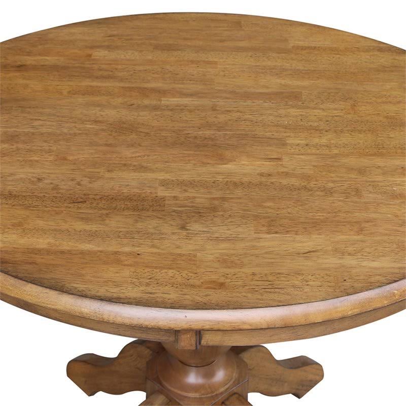Pecan Round Top Pedestal Table with 2 Chairs N6008
