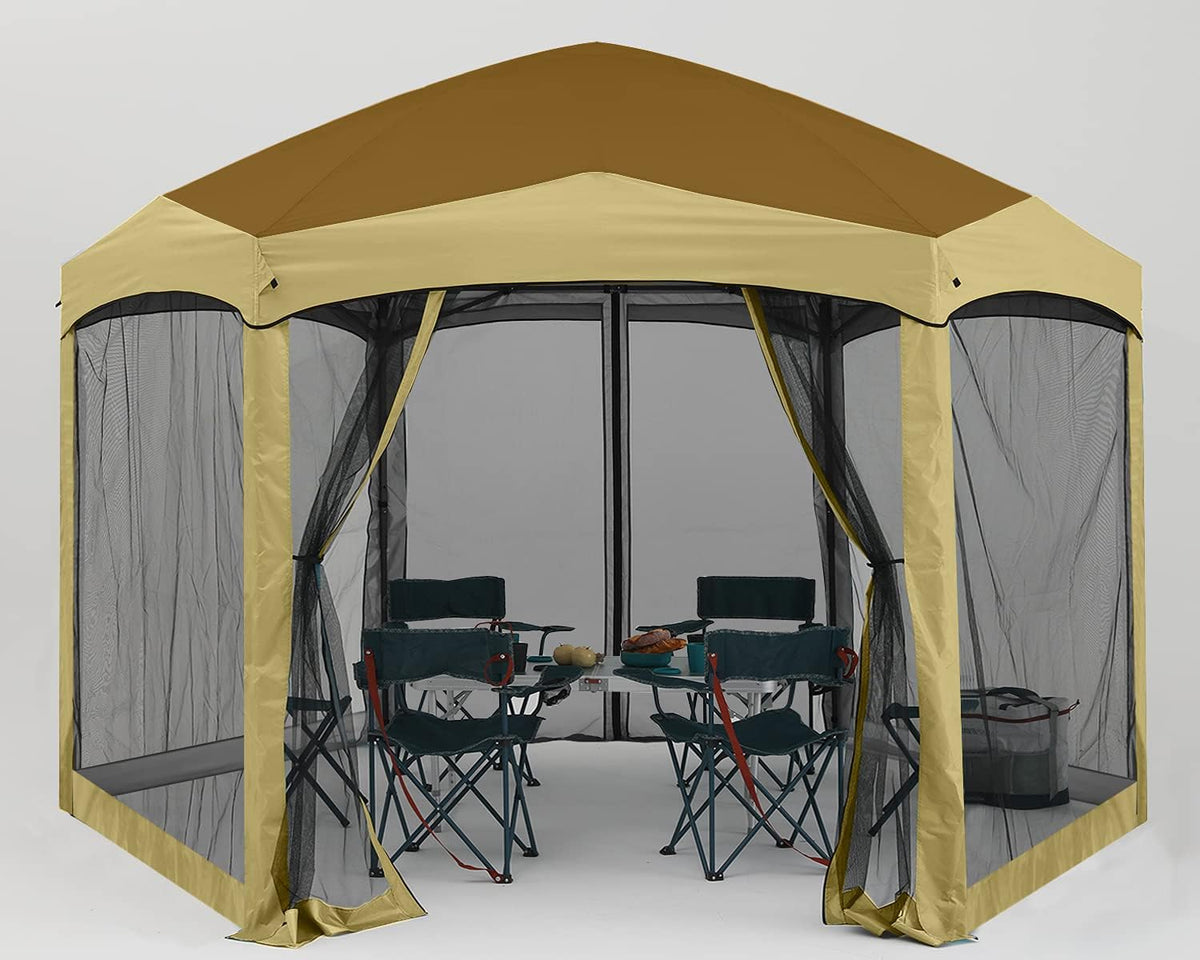 Pop Up 6 Sided Instant Screened Canopy Tent 12x10Ft White W832