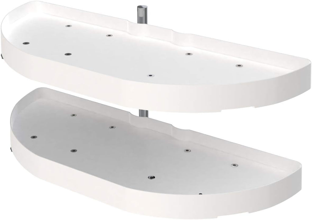 White 31-Inch Polymer 2-Tier Lazy Susan Kitchen Cabinet Organizer Q895562