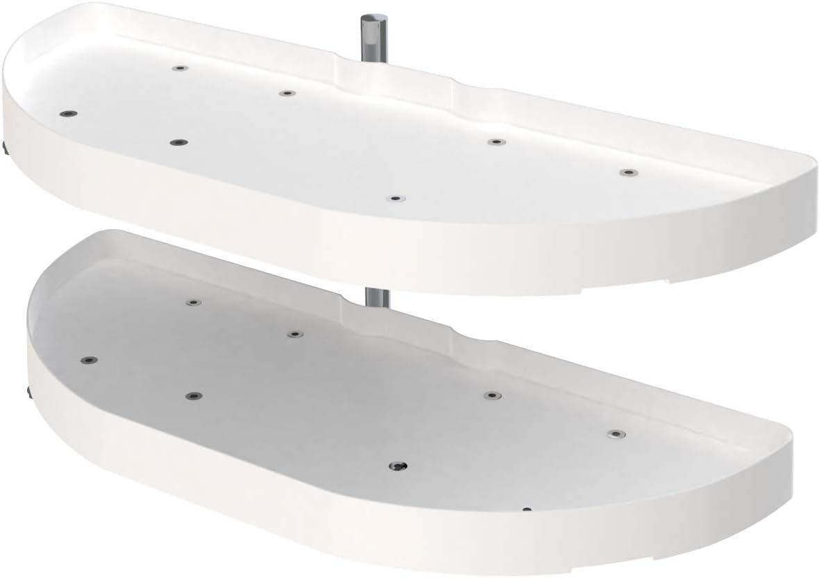 White 31-Inch Polymer 2-Tier Lazy Susan Kitchen Cabinet Organizer Q895562