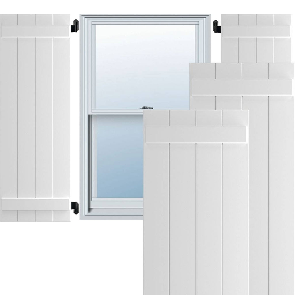 White Composite Board-n-Batten Shutters (Per Pair) Q9910