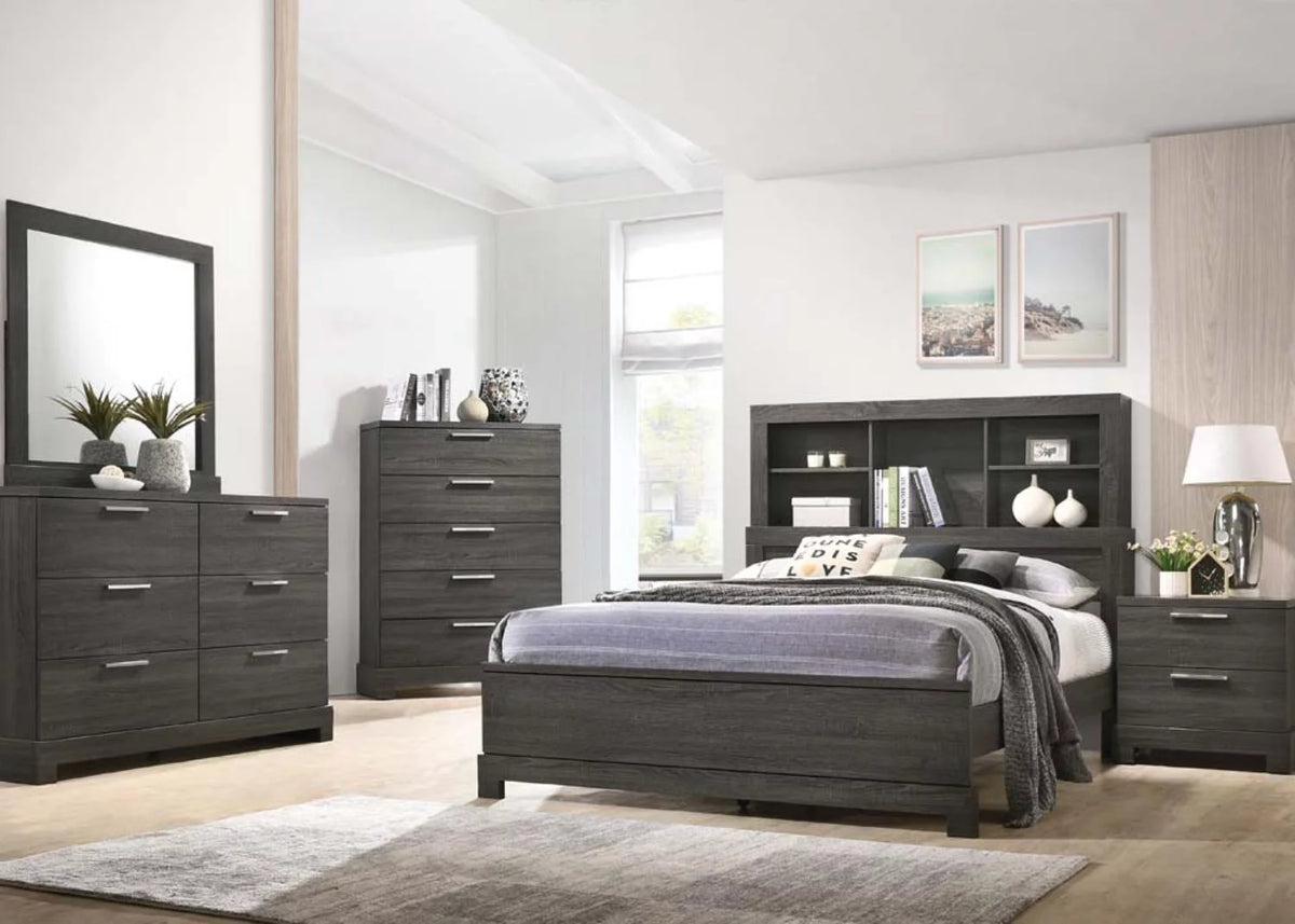 Eastern King Storage Bed Gray Oak Z545