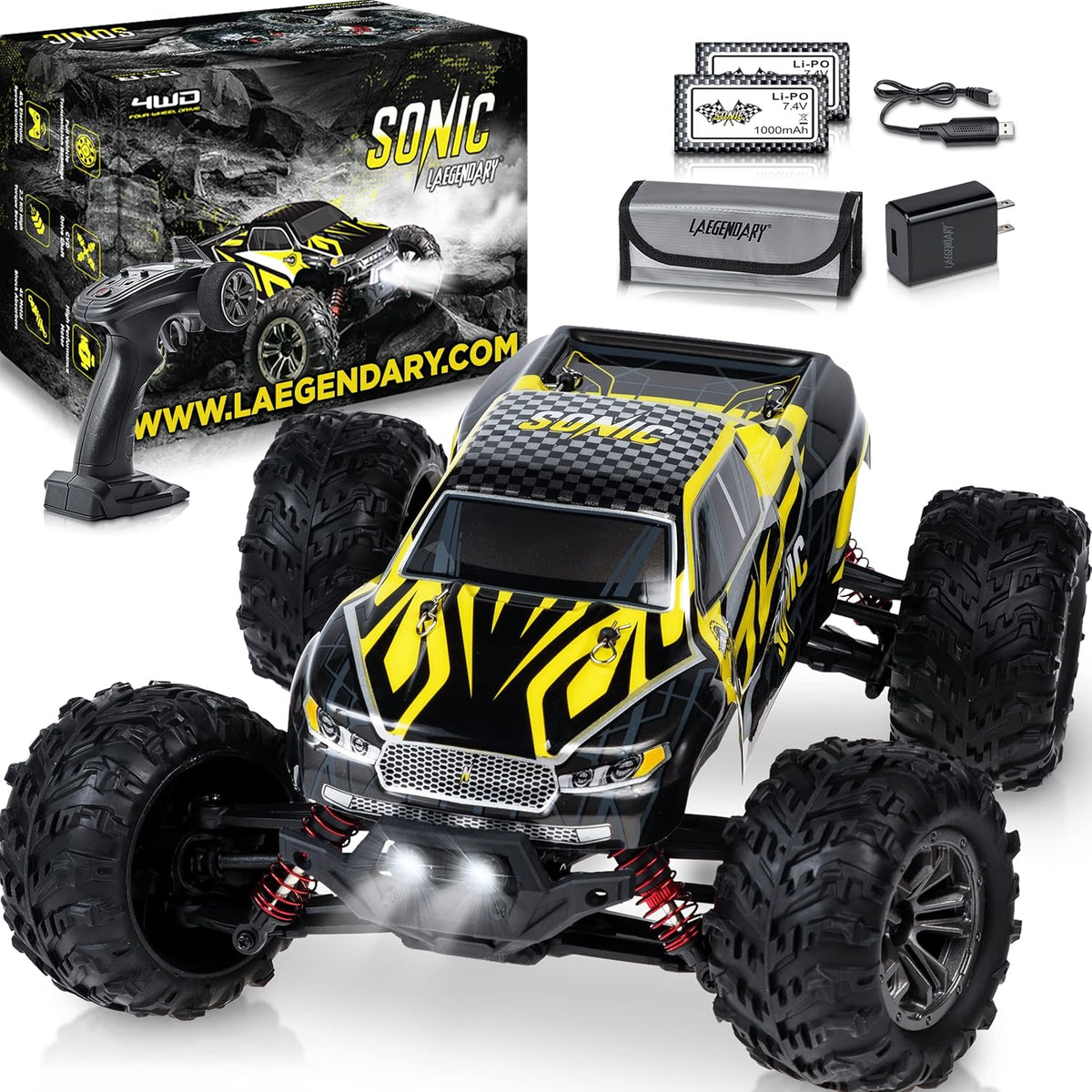 Off Road Remote Control Car 4x4 Truck 1:16 Scale Black Yellow H25904