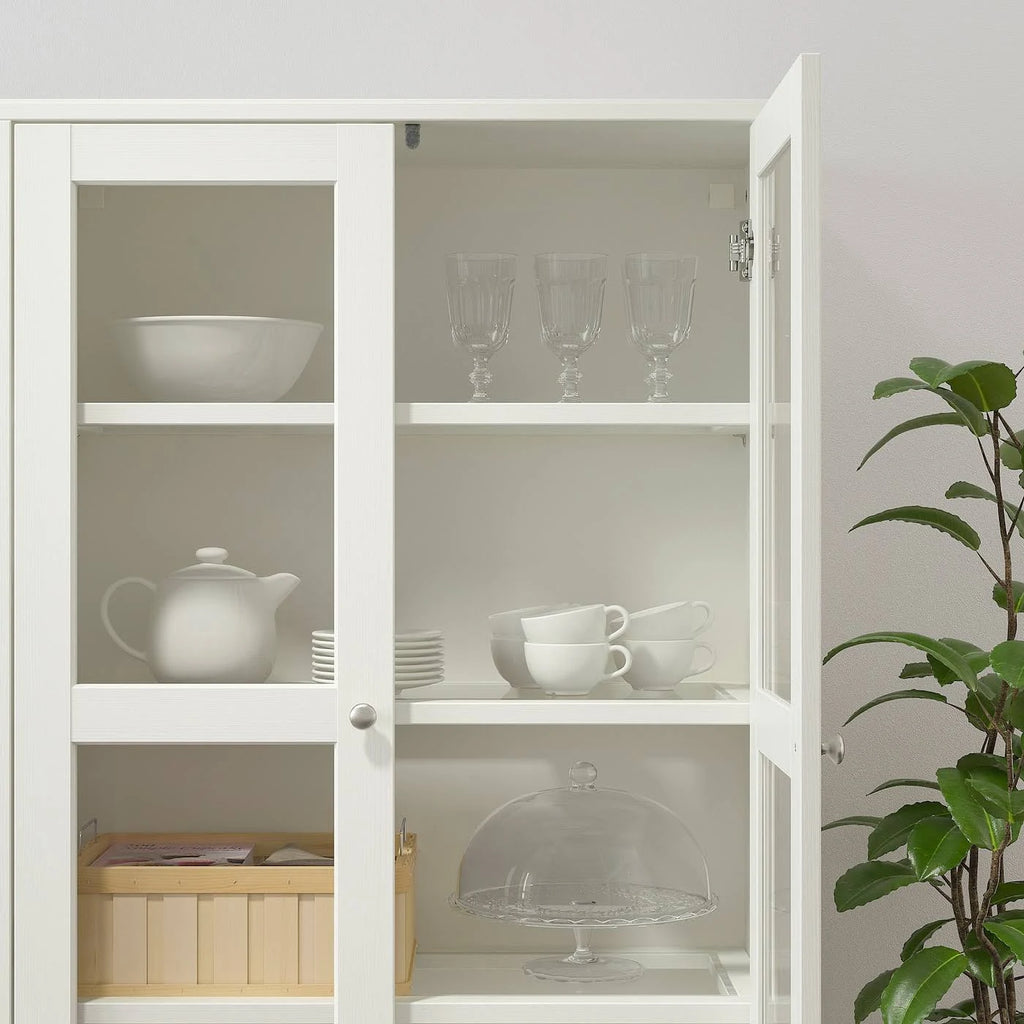 White Storage Combination with Glass Doors Y45159