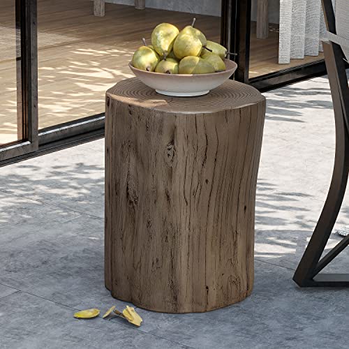 Light Grey Wood-Look Stump Side Table F74683