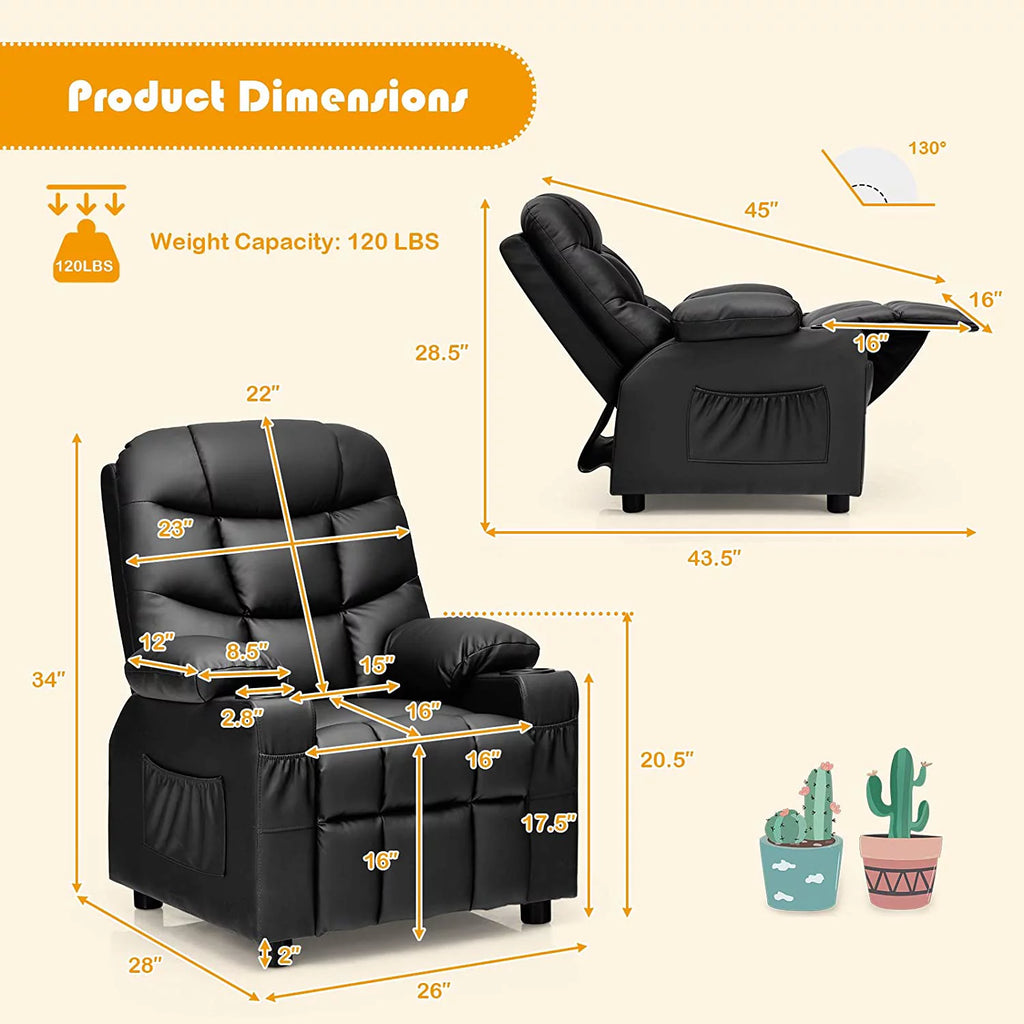 Kids Recliner Chair with Cup Holder Q881935