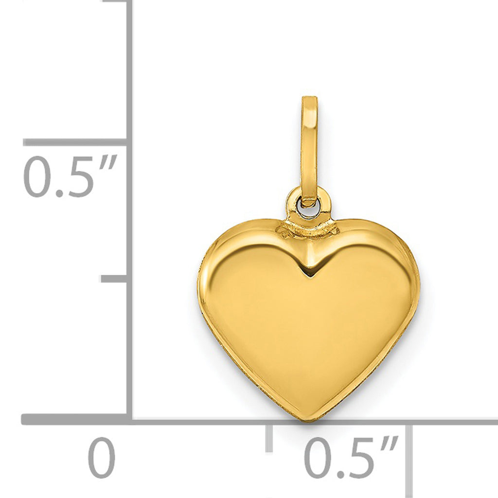 14K Yellow Gold Puffed Heart Charm Pendant S72845