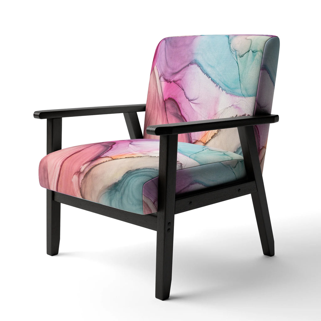 Purple Turquoise Marble Upholstered Accent Chair Z84370
