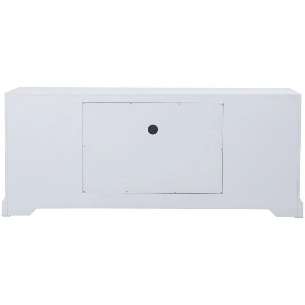 White Mirrored TV Stand with Wood Fireplace Insert W34736
