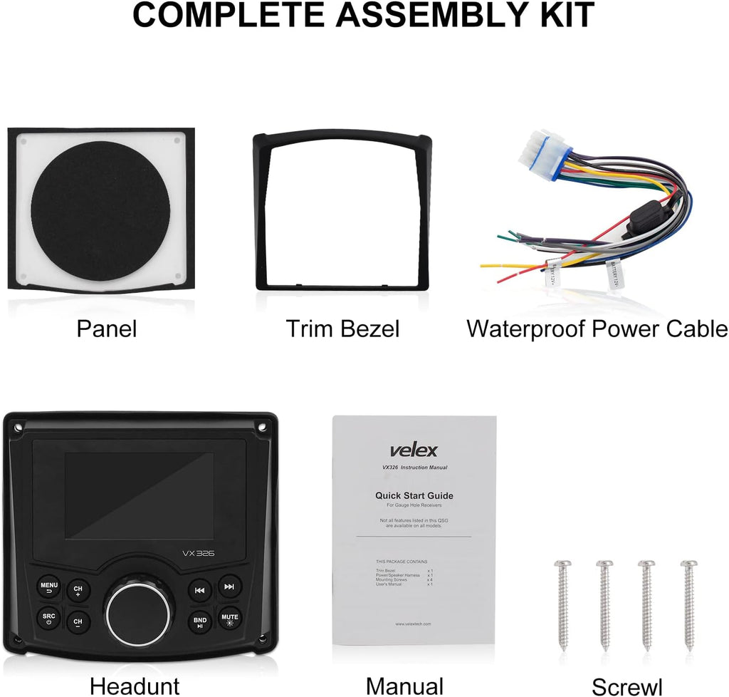 Marine Stereo Bluetooth Waterproof Digital Media Receiver with AM/FM, USB, MP3 H387