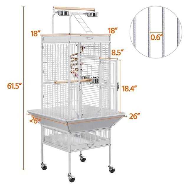Rolling Metal Parrot Cage with Playtop X797