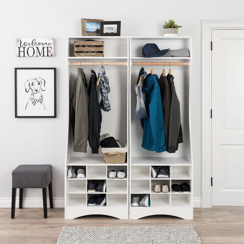 White Engineered Wood Wardrobe with Shoe Storage X38991
