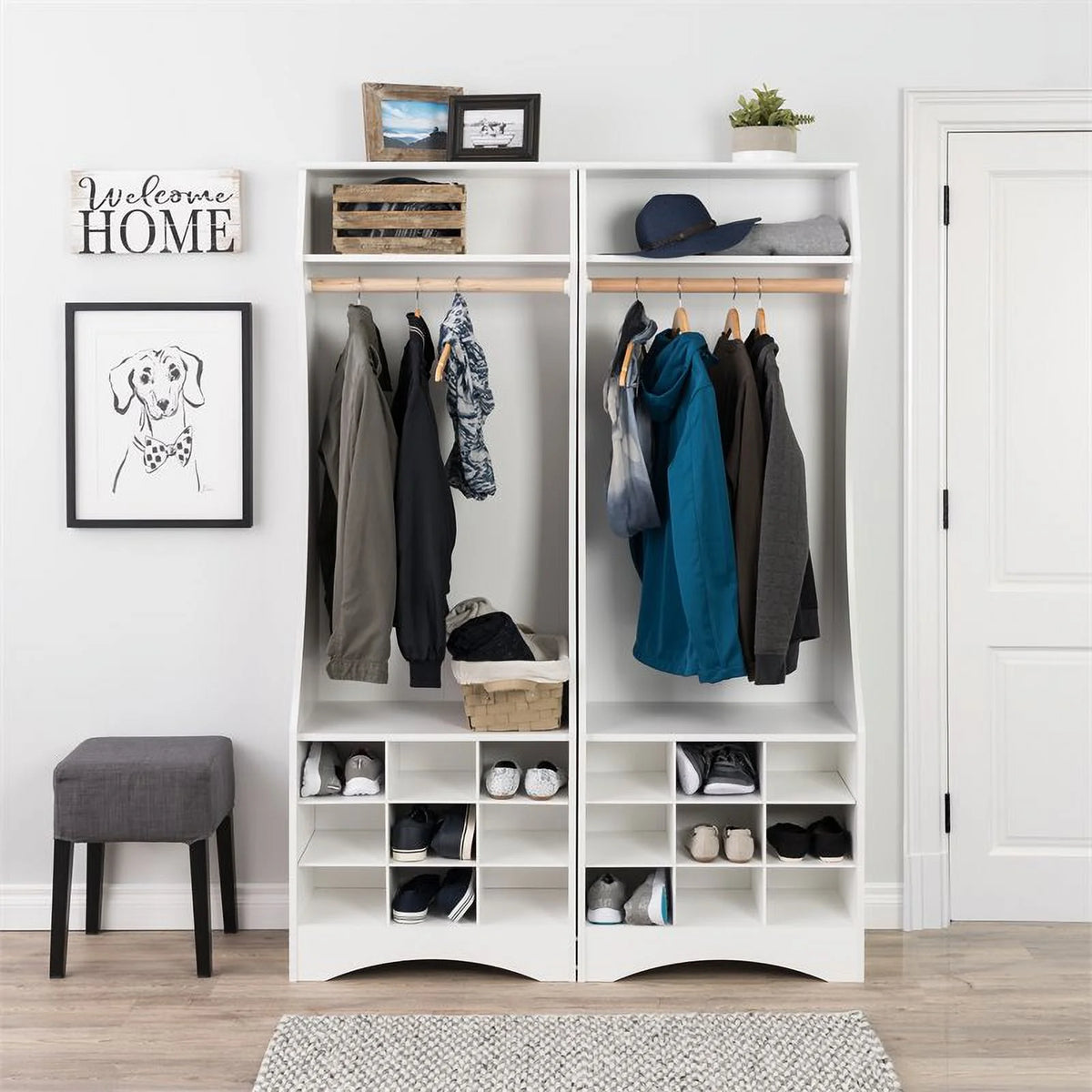 White Engineered Wood Wardrobe with Shoe Storage X38991