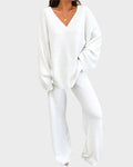Soft Fuzzy V-Neck Loungewear Set W740