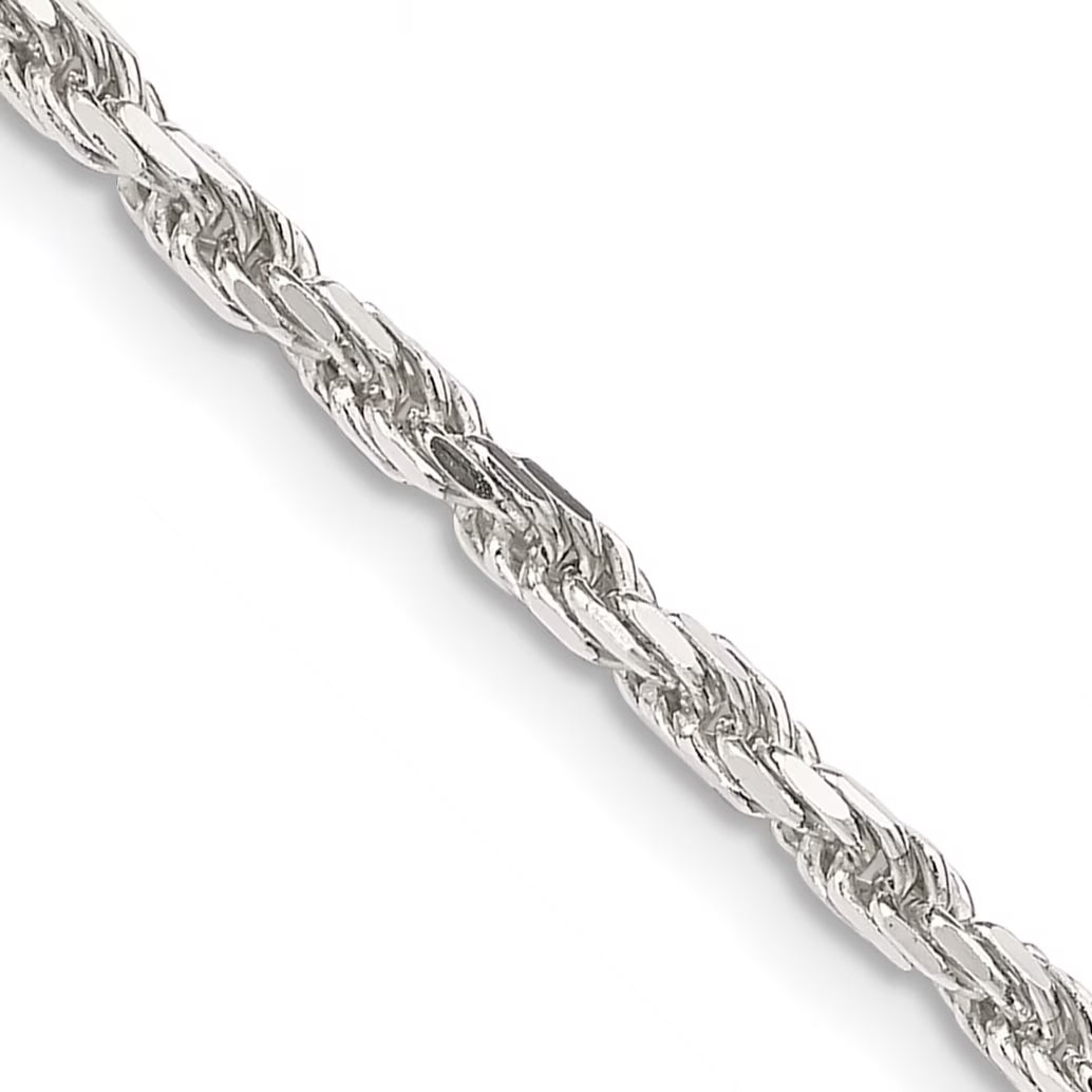 Sterling Silver Diamond-Cut Rope Chain Necklace 16 Inch J17526