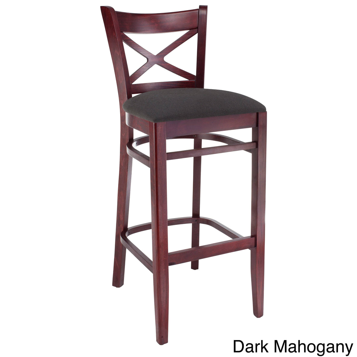 Black Solid Wood X-Back Microfiber Seat Bar Stool O68455