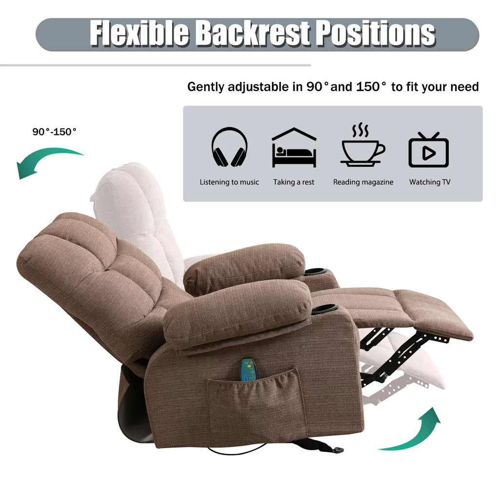 Manual Rocking Recliner Chair with 2 cup holders F4546