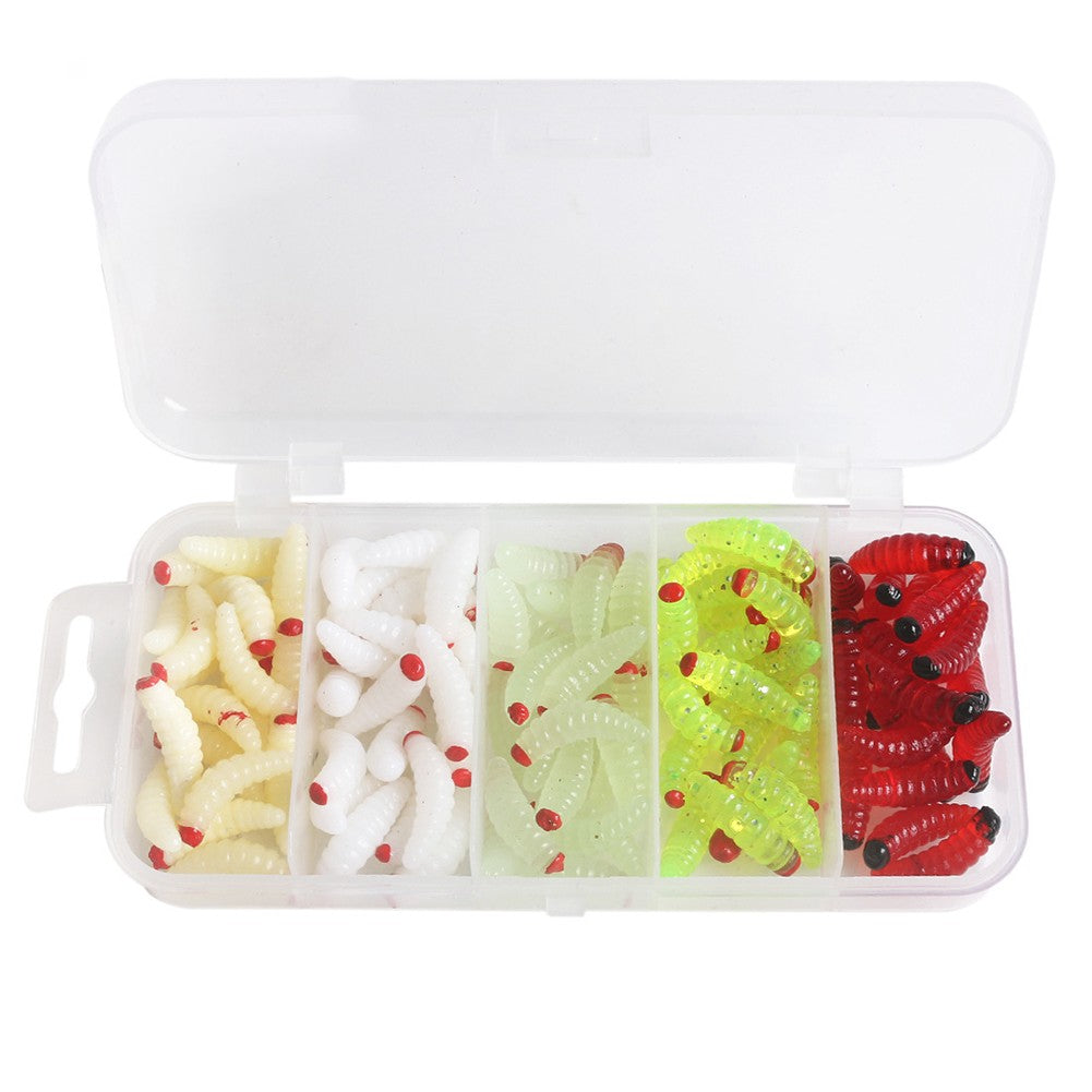 100pcs Boxed Fishing Soft Bait Artificial Maggots H463