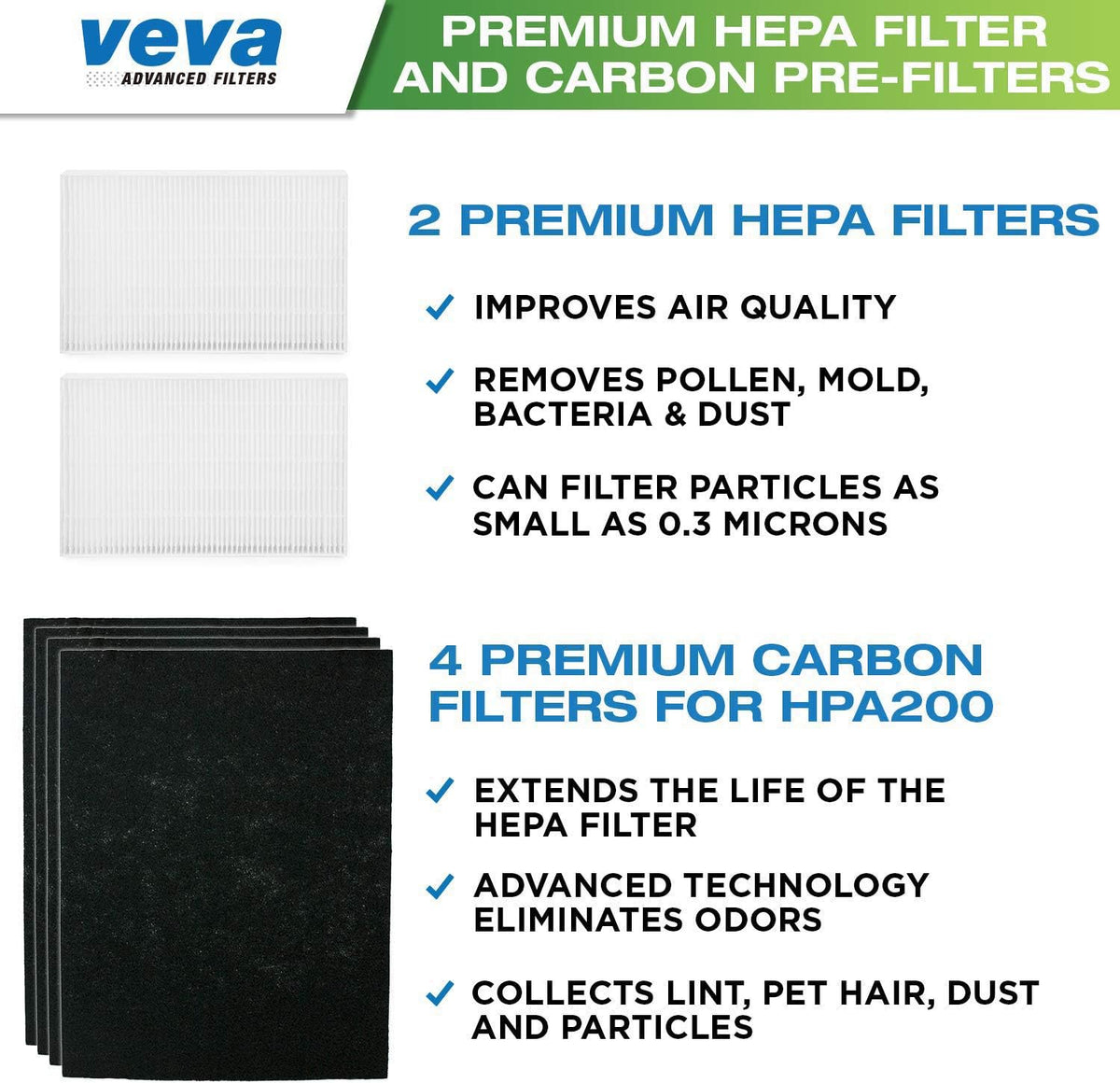 HEPA Filter Replacement 6 Pack Carbon Air Purifier Filter W961866