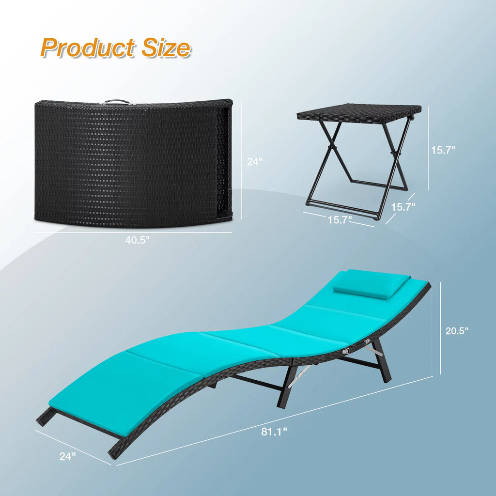 Blue Outdoor Chaise Lounge Chair Set B201875