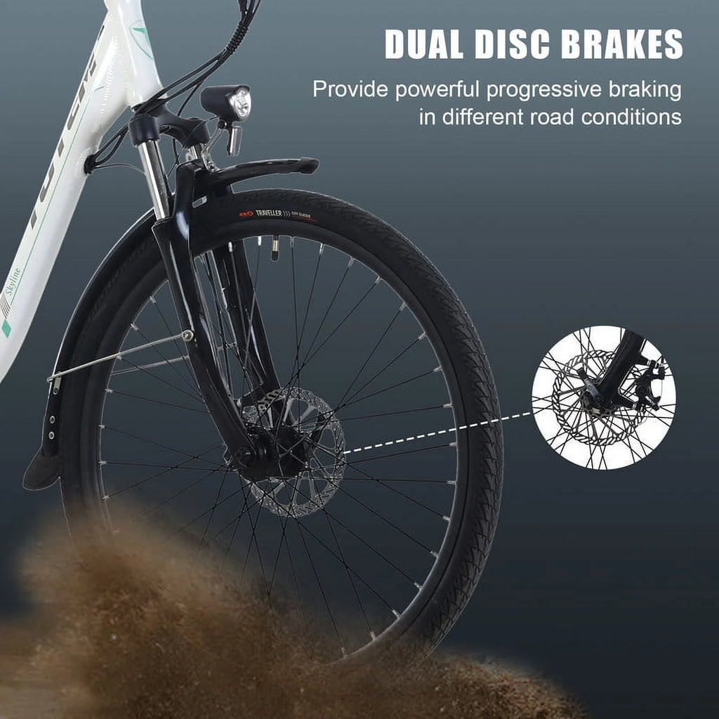 White 26” 350W Electric Bike with Removable Battery B481