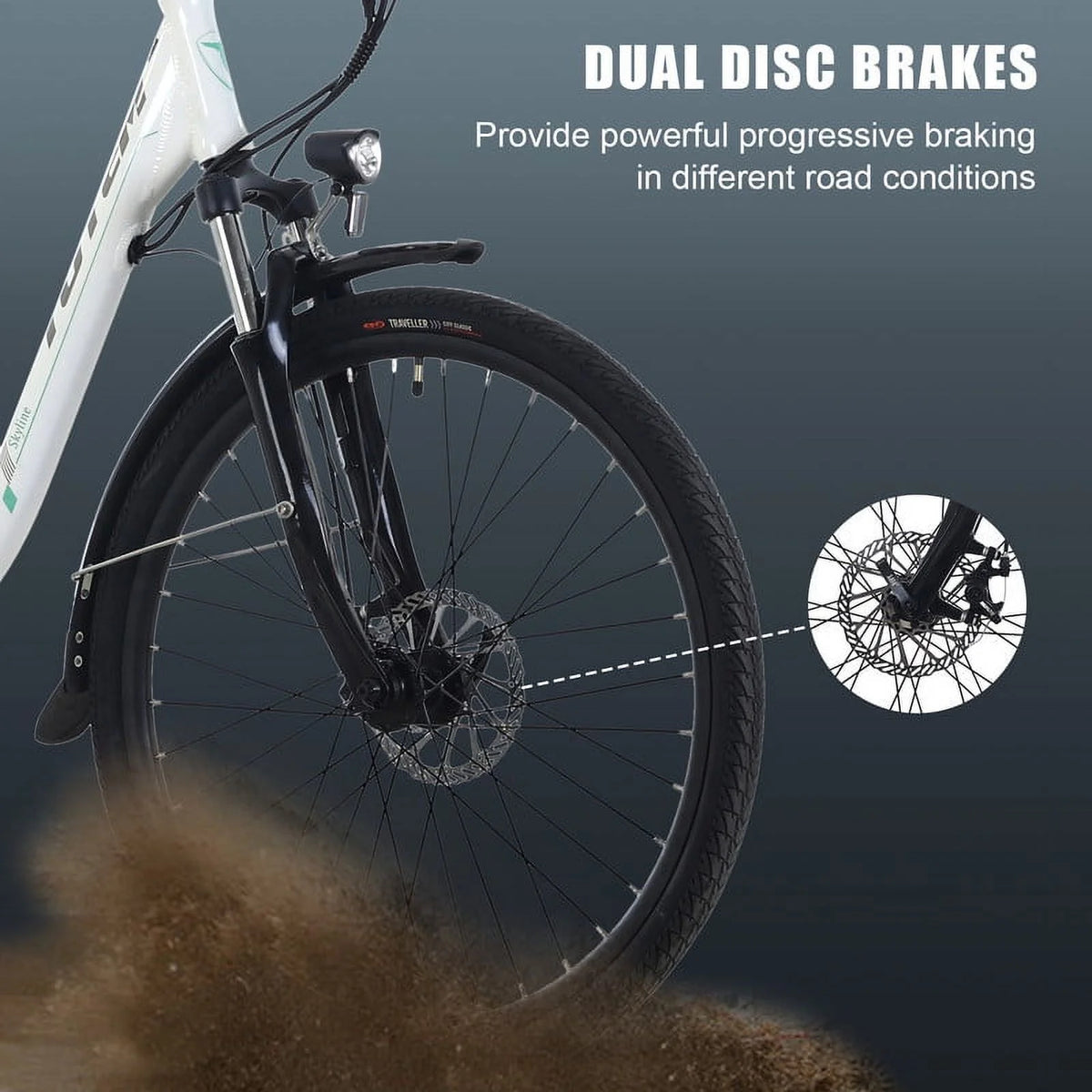 White 26” 350W Electric Bike with Removable Battery B481