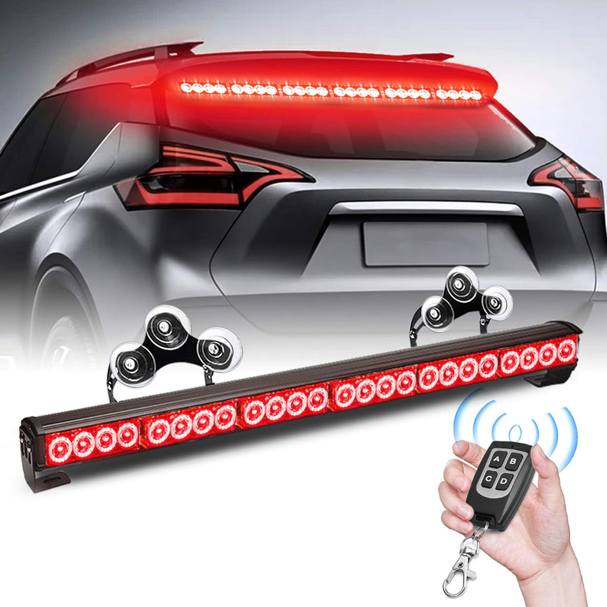 27 Inch 6 Panel LED Strobe Light Bar with Wireless Remote Control (Blue/Amber) Pack of 2 U109590