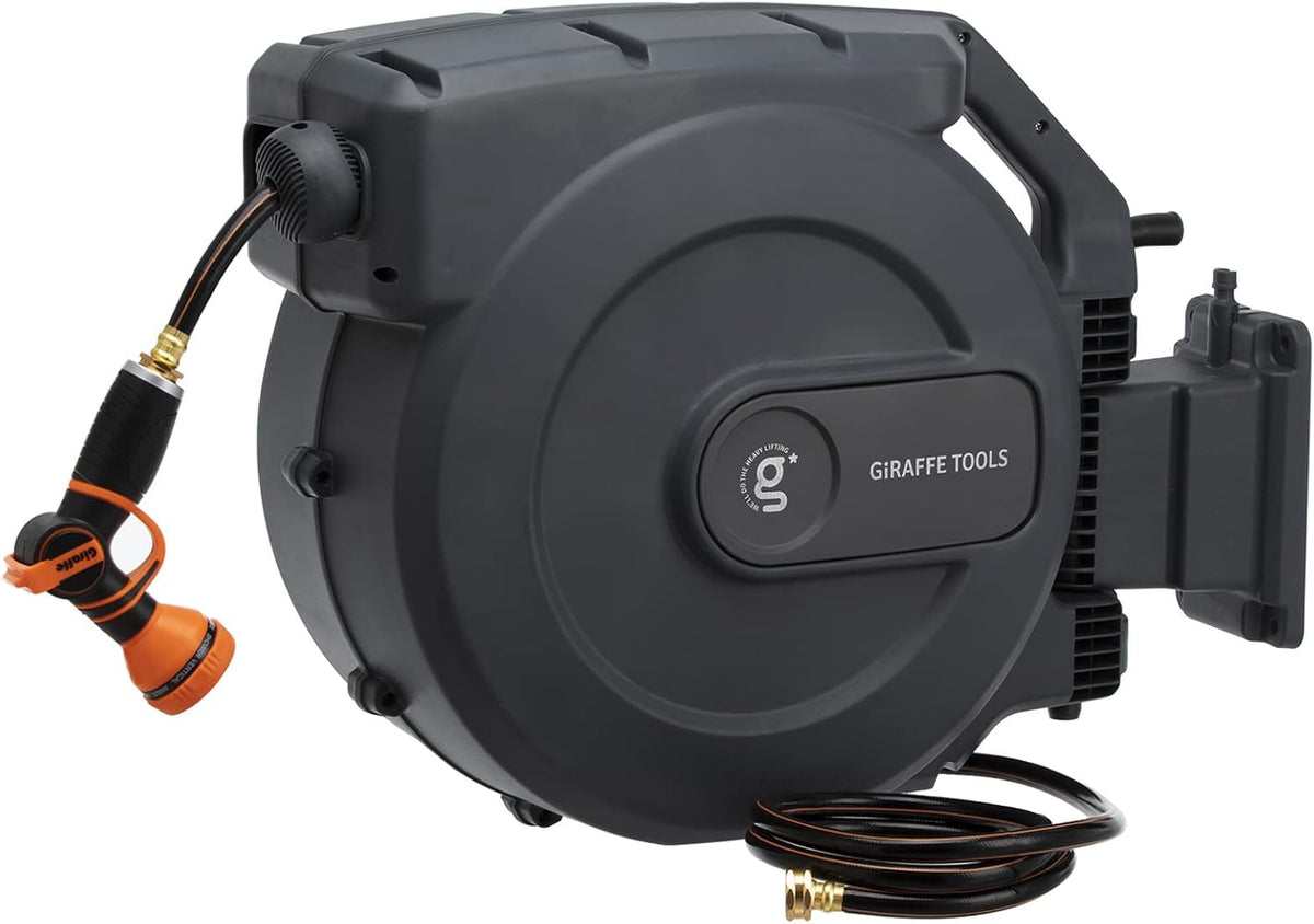 Retractable Wall Mounted Garden Hose Reel, 5/8" x 115+5 ft, Automatic Rewind B727747