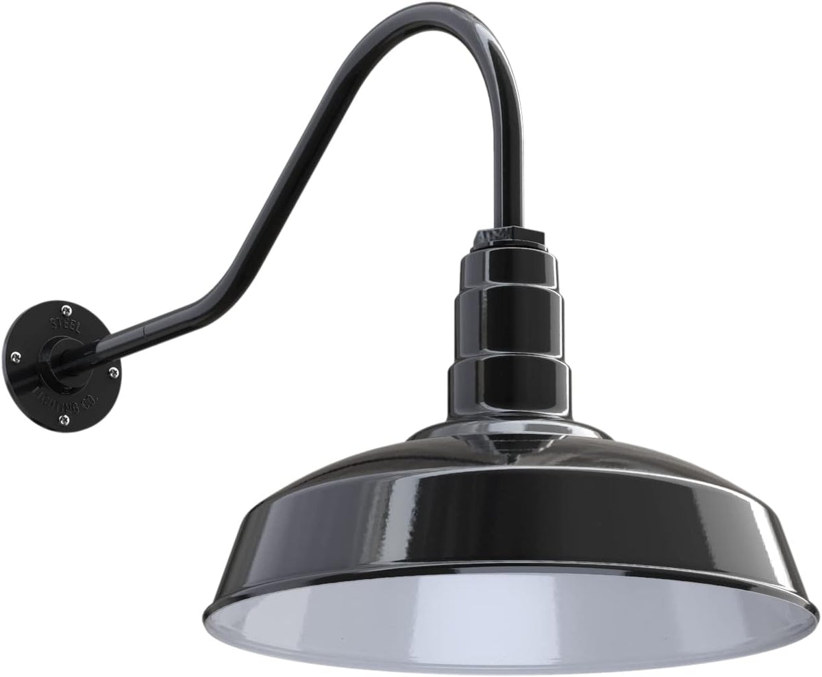Black Outdoor Barn Light with 16 Dome and 16 Gooseneck R992859