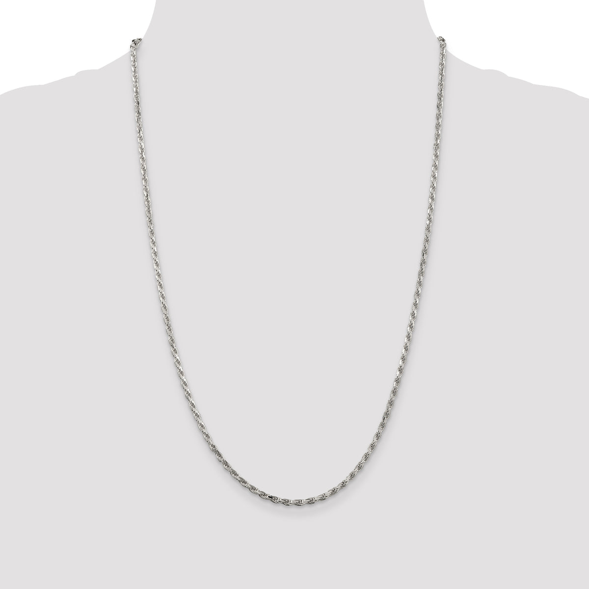Sterling Silver Diamond-Cut Rope Chain Necklace 16 Inch J17526