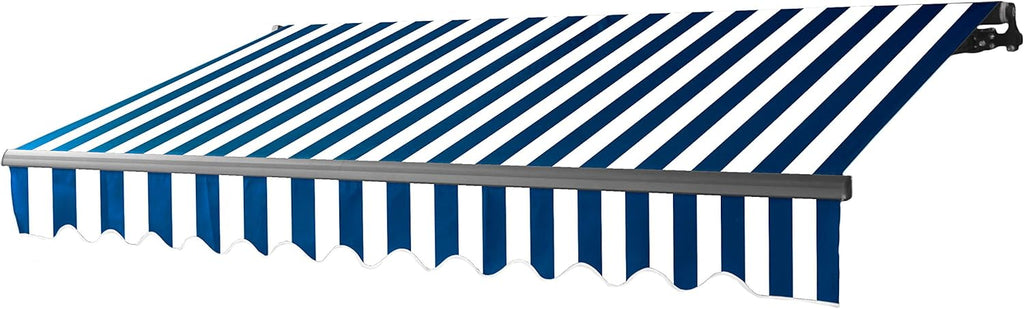 Blue and White Stripes Retractable Patio Awning W1656