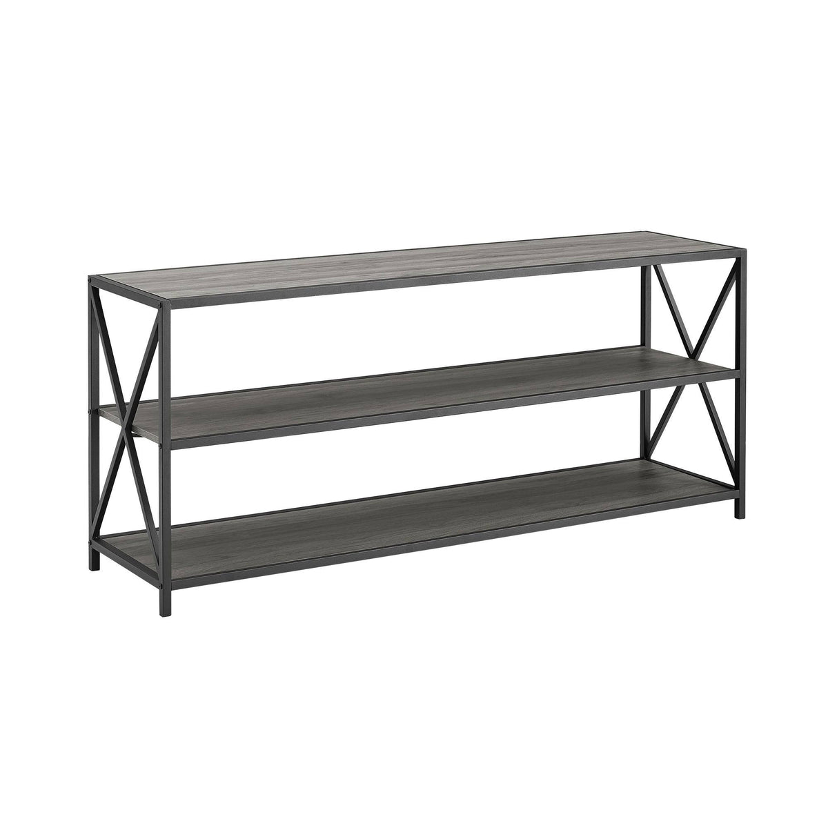 Dark Walnut / Black Metal X-Frame Bookshelf S783239