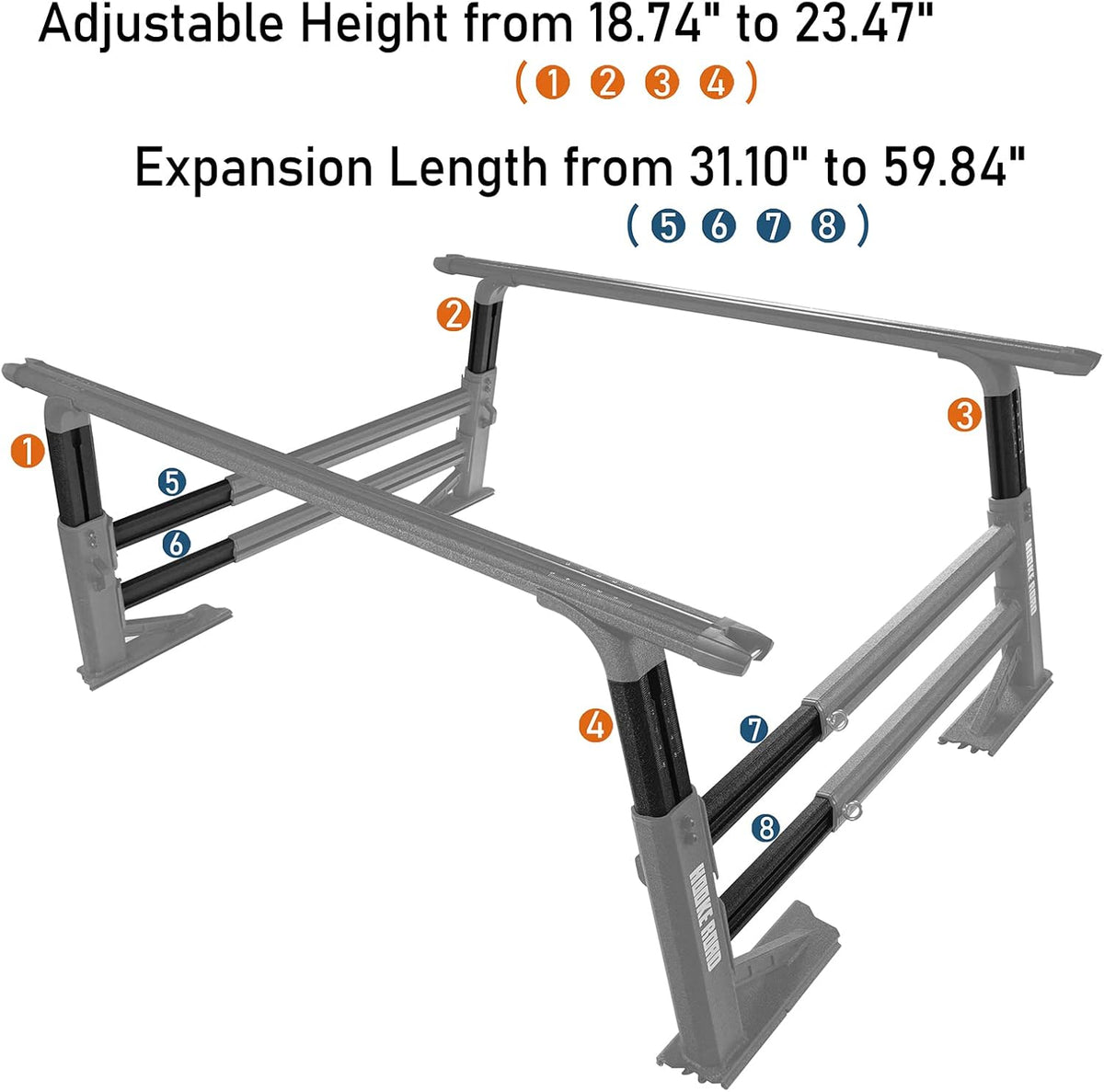 Extendable Aluminum Truck Bed Cargo Rack K40793