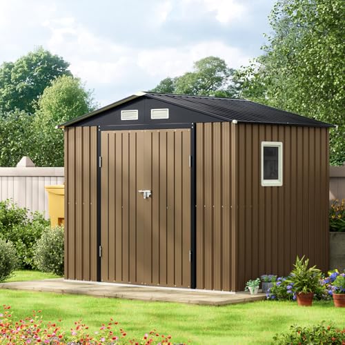 Brown Outdoor Steel Storage Shed O477