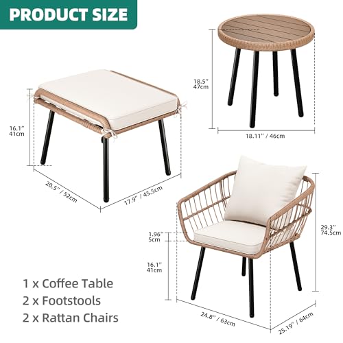 3 Piece Wicker Bistro Set with Cushions F277771