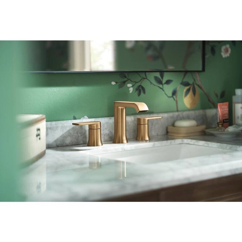 8 in. Widespread Double Handle Bathroom Faucet in Bronzed Gold F960760