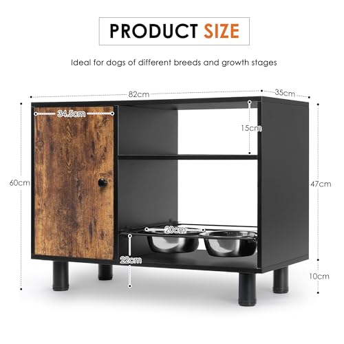 Large Pet Feeder Station with Stainless Steel Double Pull Out Raised Dog Bowls O7767