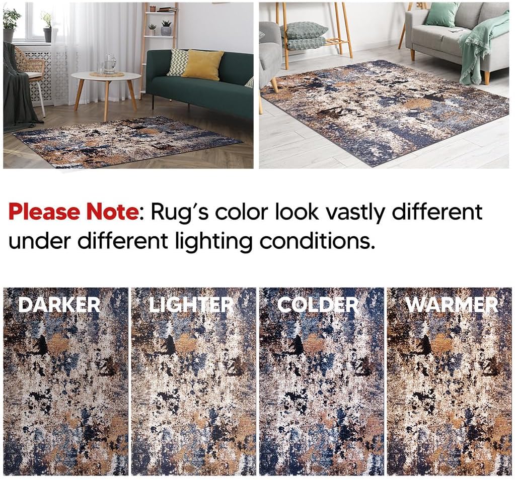 6x9 Non-Shedding Abstract Area Rug E71959