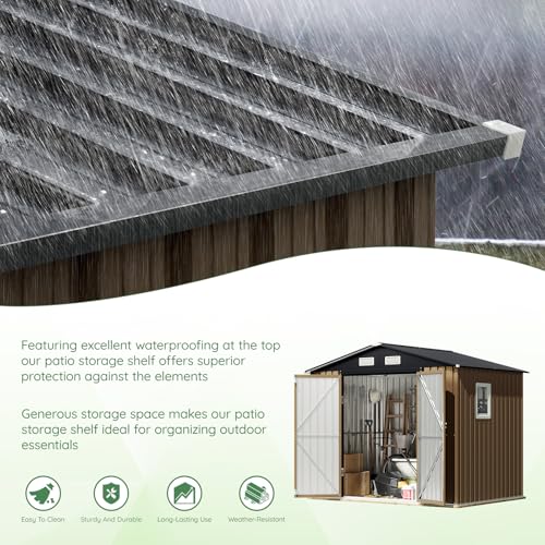 Brown Outdoor Steel Storage Shed O477