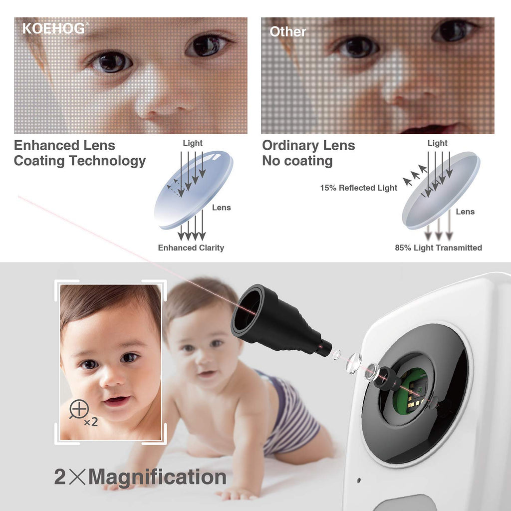 Baby Monitor with Vertical Screen, Handheld, Night Vision, Temperature Alert A8347
