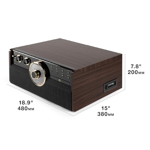 Mid-Century 6-in-1 Turntable with Built-in Speakers E8872