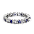 14K White Gold Diamond Blue Sapphire Eternity Band Q6611